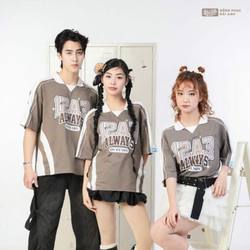 Mẫu Áo Lớp Polo Oversize Monster Màu Xám Chì - ảnh 3