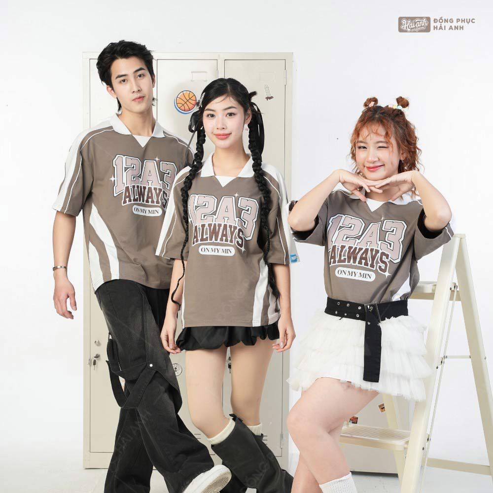 Mẫu Áo Lớp Polo Oversize Monster Màu Xám Chì - ảnh 2