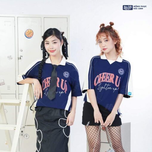 Mẫu Áo Lớp Polo Oversize Monster Màu Xanh Đen