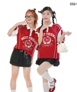Mẫu Áo Lớp Polo Oversize On Fire Màu Đỏ Đô