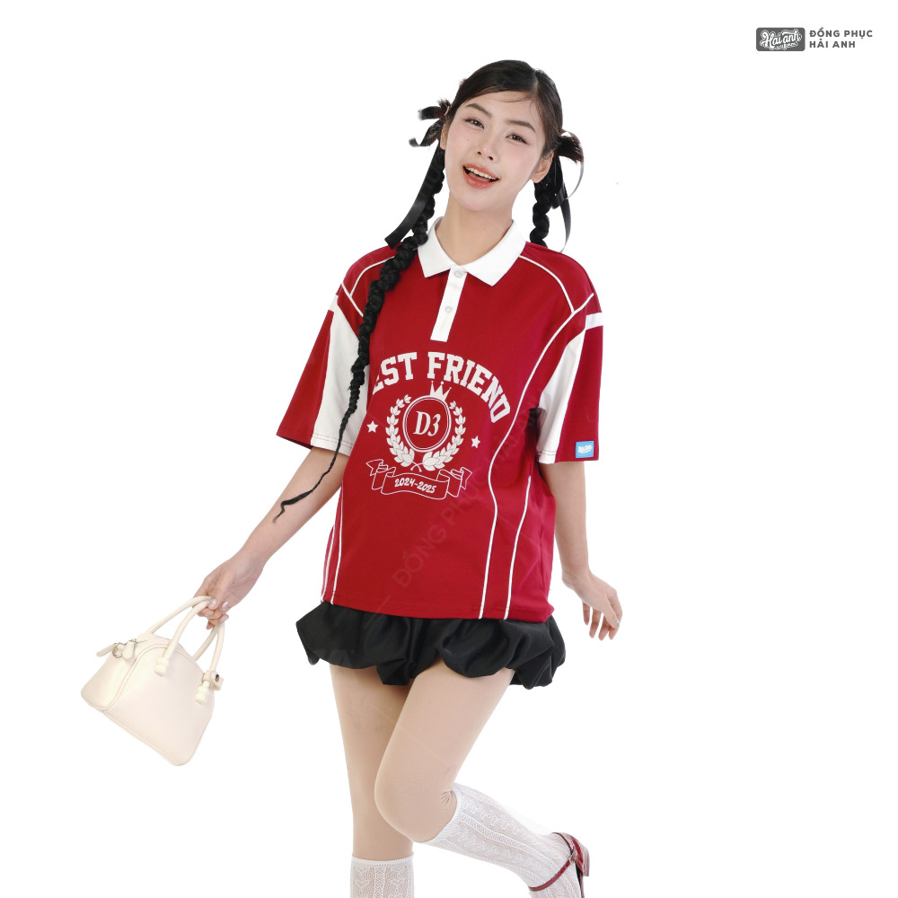 Mẫu Áo Lớp Polo Oversize On Fire Màu Đỏ Đô - ảnh 2