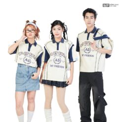 Mẫu Áo Lớp Polo Oversize On Fire Màu Kem Cheese - ảnh 4