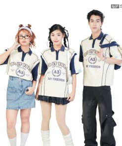 Mẫu Áo Lớp Polo Oversize On Fire Màu Kem Cheese - ảnh 4