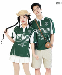 Mẫu Áo Lớp Polo Oversize On Fire Màu Xanh Iris