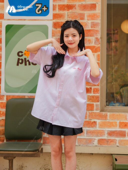 Áo Lớp Sơ Mi Oversize Academy Màu Hồng - ảnh 4