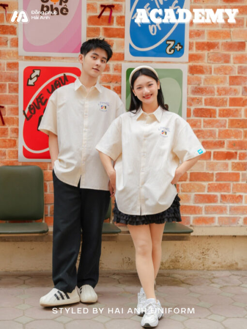 Áo Lớp Sơ Mi Oversize Academy Màu Vàng