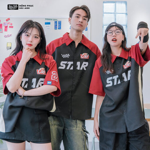 Mẫu Áo Đồng Phục Lớp Sơ Mi Oversize Chasing Màu Đen  - ảnh 2