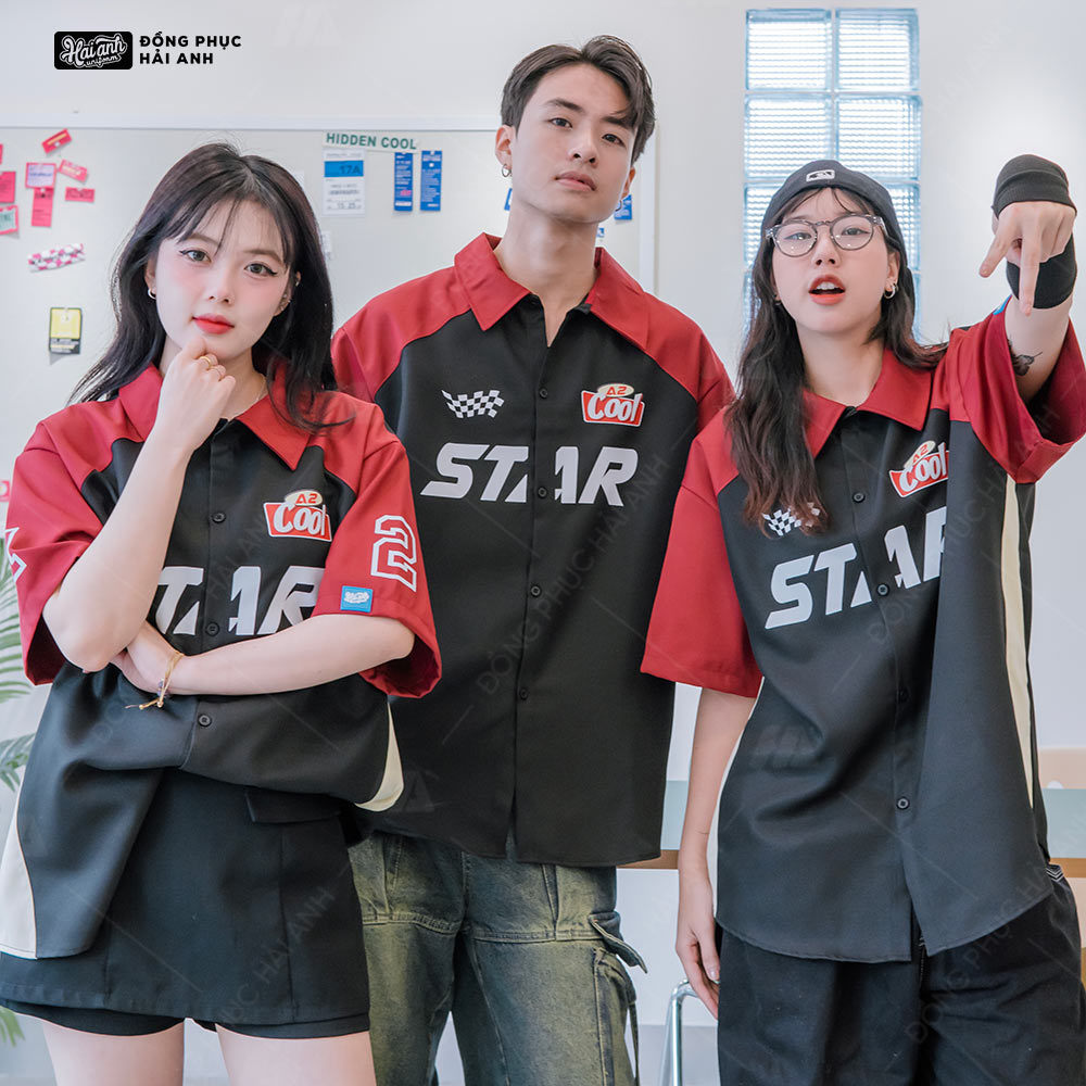 Mẫu Áo Đồng Phục Lớp Sơ Mi Oversize Chasing Màu Đen 