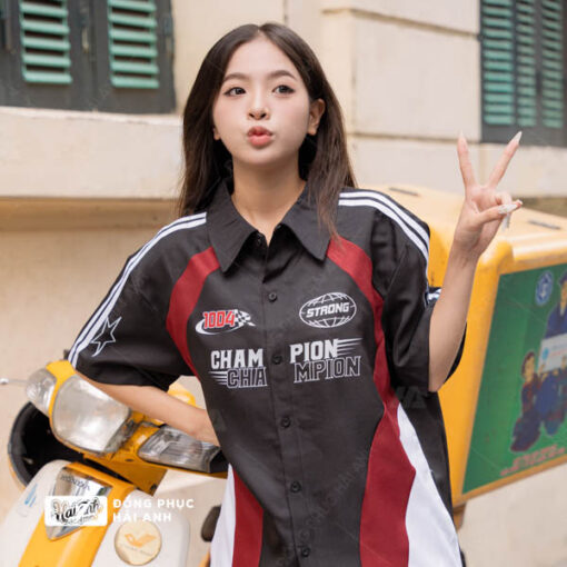 Mẫu Áo Đồng Phục Lớp Sơ Mi Oversize Swagger Màu Đen - ảnh 2