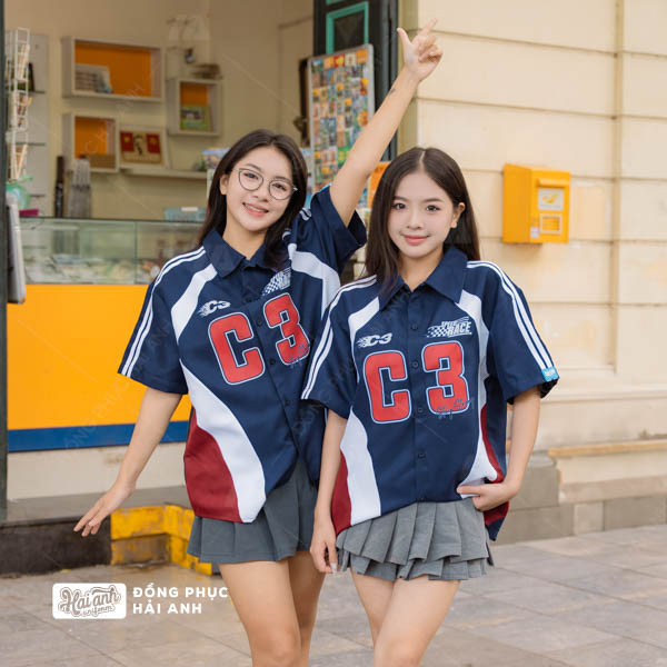Mẫu Áo Đồng Phục Lớp Sơ Mi Oversize Swagger Màu Xanh Đen