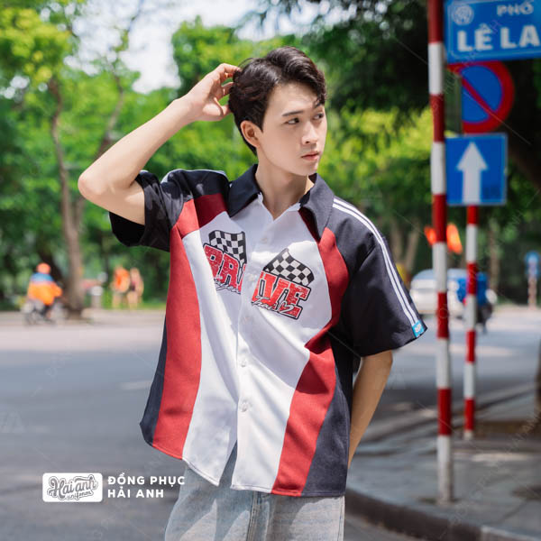 Mẫu Áo Đồng Phục Lớp Sơ Mi Oversize Swagger Màu Xanh Đen Trắng - ảnh 4