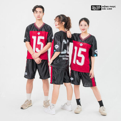 Mẫu Áo Đồng Phục Lớp OverSize  Sporty Màu Đen Kết Hợp Màu Đỏ - ảnh 2