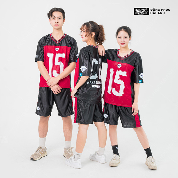 Mẫu Áo Đồng Phục Lớp OverSize  Sporty Màu Đen Kết Hợp Màu Đỏ - ảnh 2