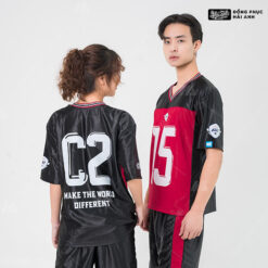 Mẫu Áo Đồng Phục Lớp OverSize  Sporty Màu Đen Kết Hợp Màu Đỏ - ảnh 3