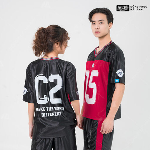 Mẫu Áo Đồng Phục Lớp OverSize  Sporty Màu Đen Kết Hợp Màu Đỏ - ảnh 3