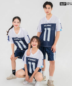 Mẫu Áo Đồng Phục Lớp OverSize Sporty Màu Trắng Kết Hợp Màu Xanh Đen - ảnh 2