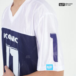 Mẫu Áo Đồng Phục Lớp OverSize Sporty Màu Trắng Kết Hợp Màu Xanh Đen - ảnh 5