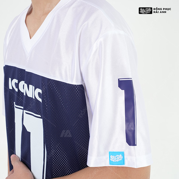 Mẫu Áo Đồng Phục Lớp OverSize Sporty Màu Trắng Kết Hợp Màu Xanh Đen - ảnh 5