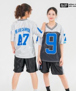 Mẫu Áo Đồng Phục Lớp OverSize Sporty Màu Xám Phối Đen