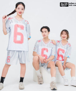Mẫu Áo Đồng Phục Lớp OverSize Sporty Màu Xám Phối Màu Trắng