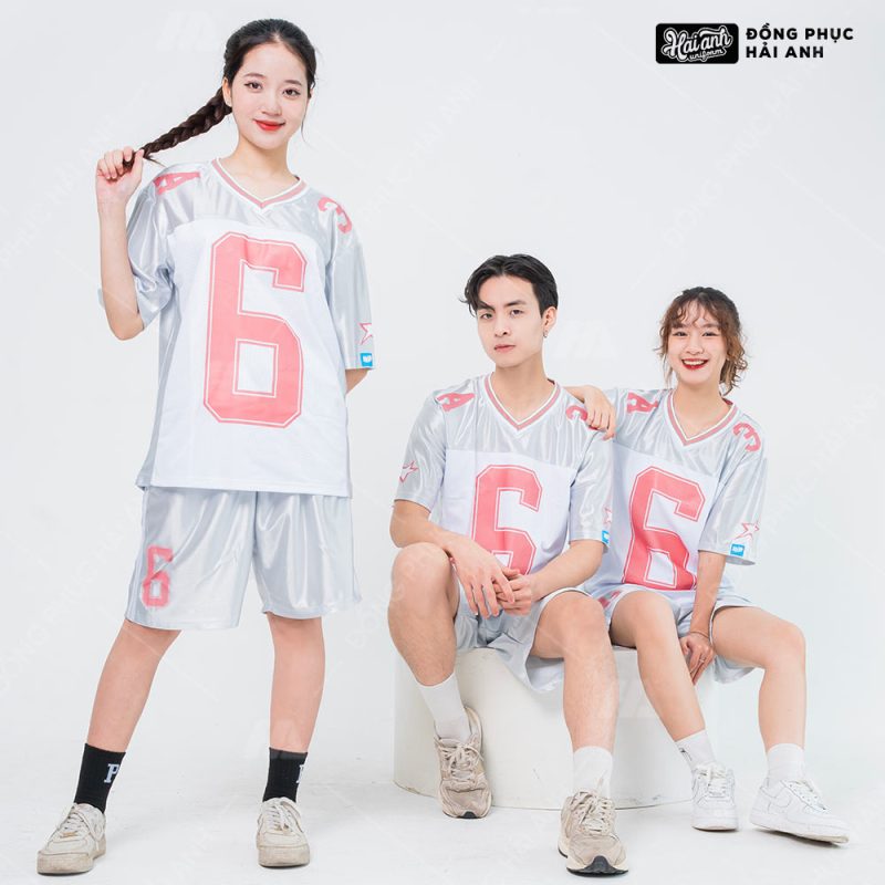 Áo Lớp OverSize Sporty Màu Xám Kết Hợp Màu Trắng