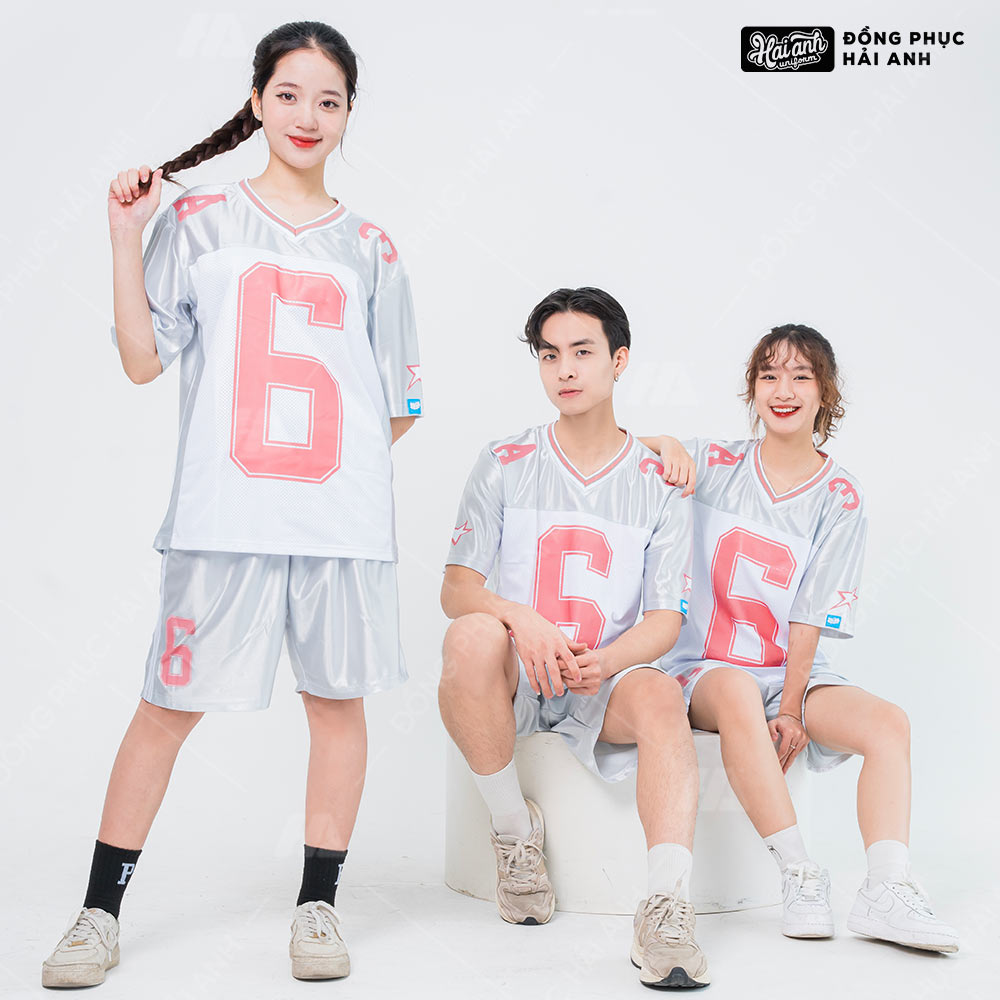 Mẫu Áo Đồng Phục Lớp OverSize Sporty Màu Xám Phối Màu Trắng