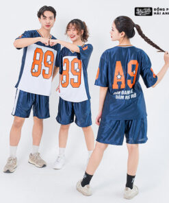Mẫu Áo Đồng Phục Lớp OverSize Sporty Màu Xanh Đen Phối Màu Trắng - ảnh 2