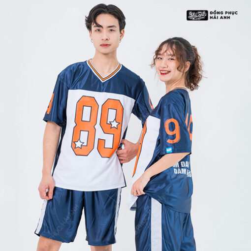 Mẫu Áo Đồng Phục Lớp OverSize Sporty Màu Xanh Đen Phối Màu Trắng - ảnh 3