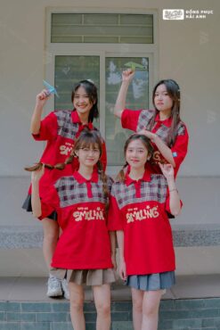 Áo Lớp THER Màu Đỏ Đô Kết Hợp Kẻ Candy