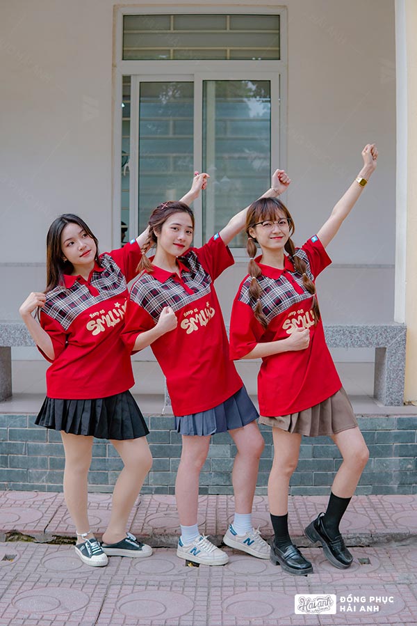 Áo lớp Ther màu đỏ đô kết hợp kẻ candy - Hình 4