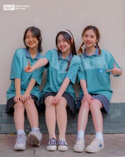 Mẫu Áo Lớp THER Màu Xanh Denim Kết Hợp Kẻ Soda