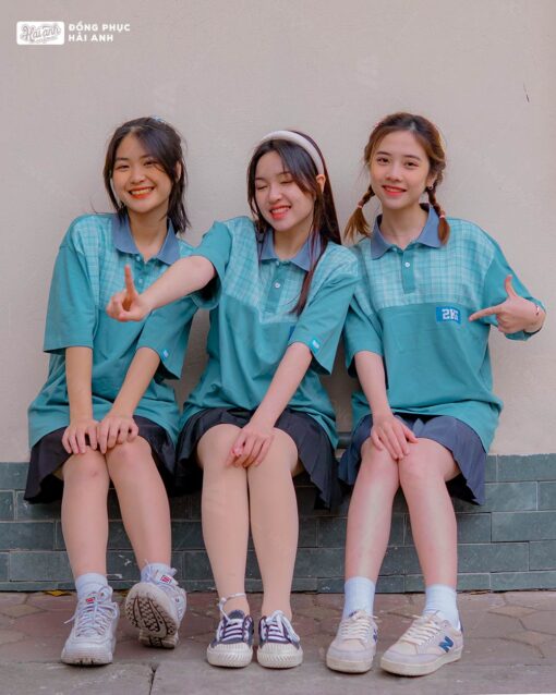 Mẫu Áo Lớp THER Màu Xanh Denim Kết Hợp Kẻ Soda