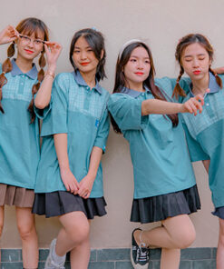 Mẫu Áo Lớp THER Màu Xanh Denim Kết Hợp Kẻ Soda - ảnh 4