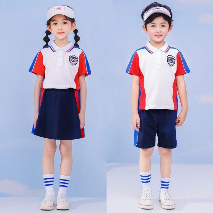 Áo phông đồng phục học sinh tiểu học màu trắng phối đỏ - ảnh 3
