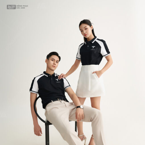 Áo Polo Đồng Phục Fastuni Màu Đen Phối Trắng - ảnh 4