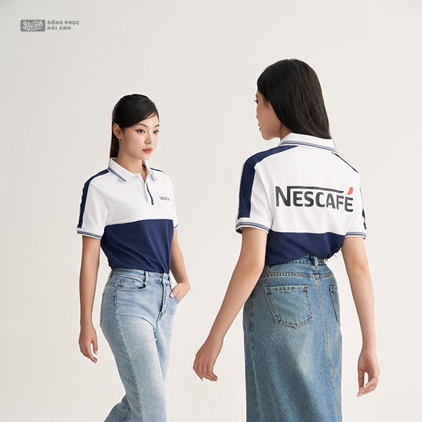 Áo Polo Đồng Phục Fastuni Màu Trắng Phối Xanh Đen Nescafe - ảnh 4