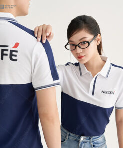 Áo Polo Đồng Phục Fastuni Màu Trắng Phối Xanh Đen Nescafe - ảnh 3