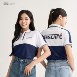 Áo Polo Đồng Phục Fastuni Màu Trắng Phối Xanh Đen Nescafe - ảnh 1