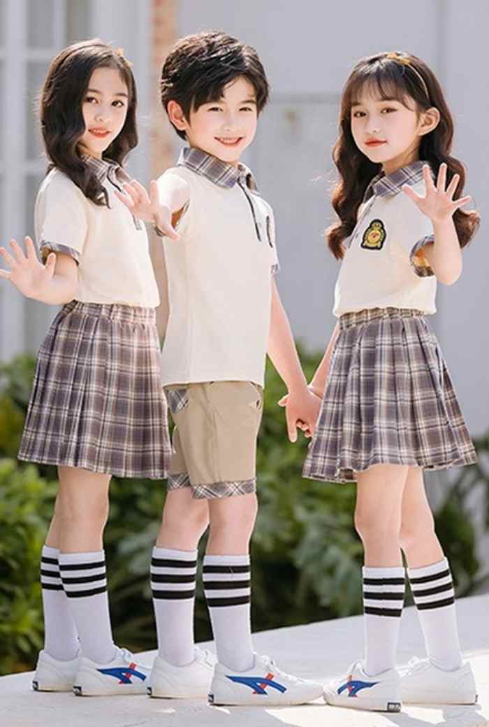 Áo polo đồng phục học sinh cấp 1 phối họa tiết kẻ caro - ảnh 2