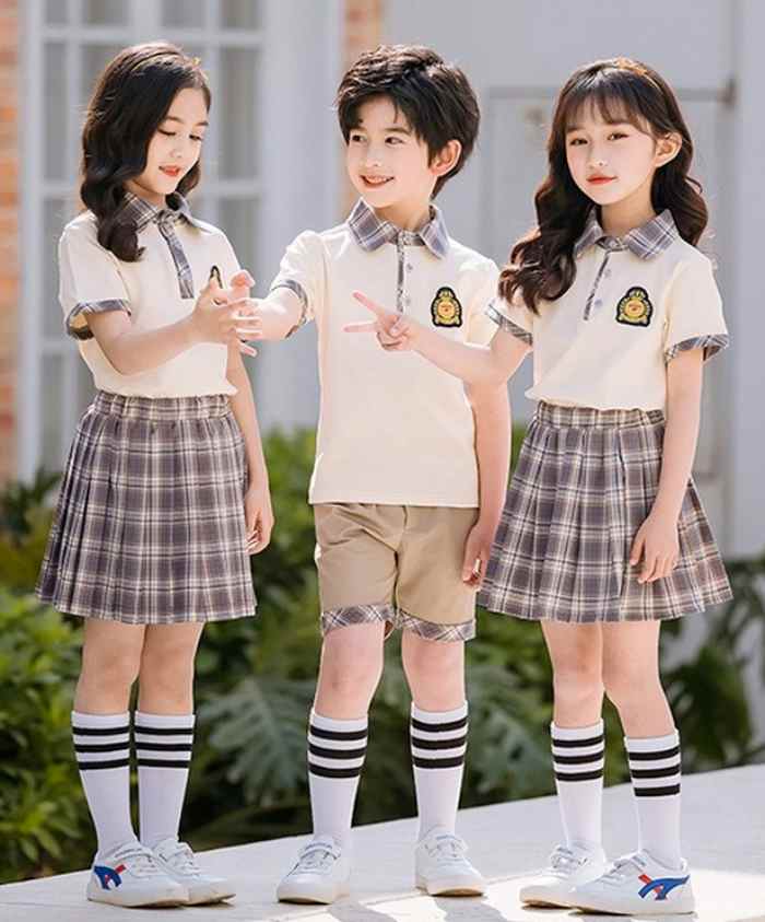 Áo polo đồng phục học sinh cấp 1 phối họa tiết kẻ caro - ảnh 4