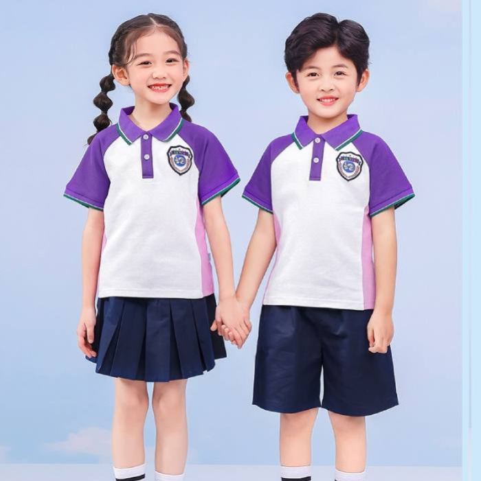 Áo polo đồng phục học sinh cấp 1 phối màu tím - ảnh 2