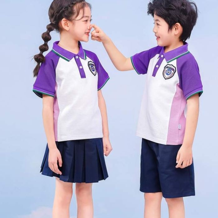 Áo polo đồng phục học sinh cấp 1 phối màu tím - ảnh 4