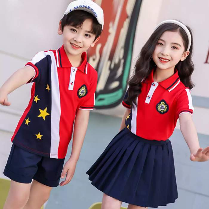 Mẫu áo polo đồng phục học sinh tiểu học màu đỏ phối xanh - ảnh 2