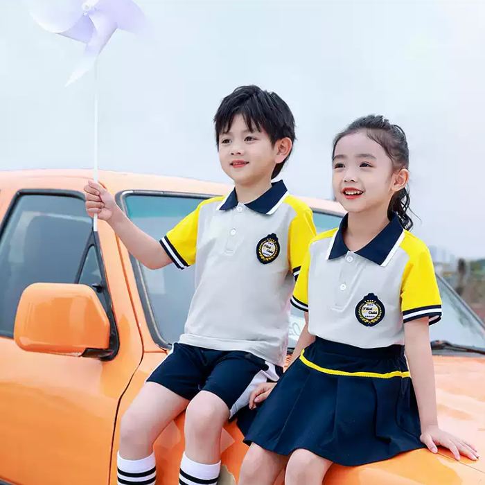 Áo polo đồng phục học sinh tiểu học màu ghi - ảnh 3