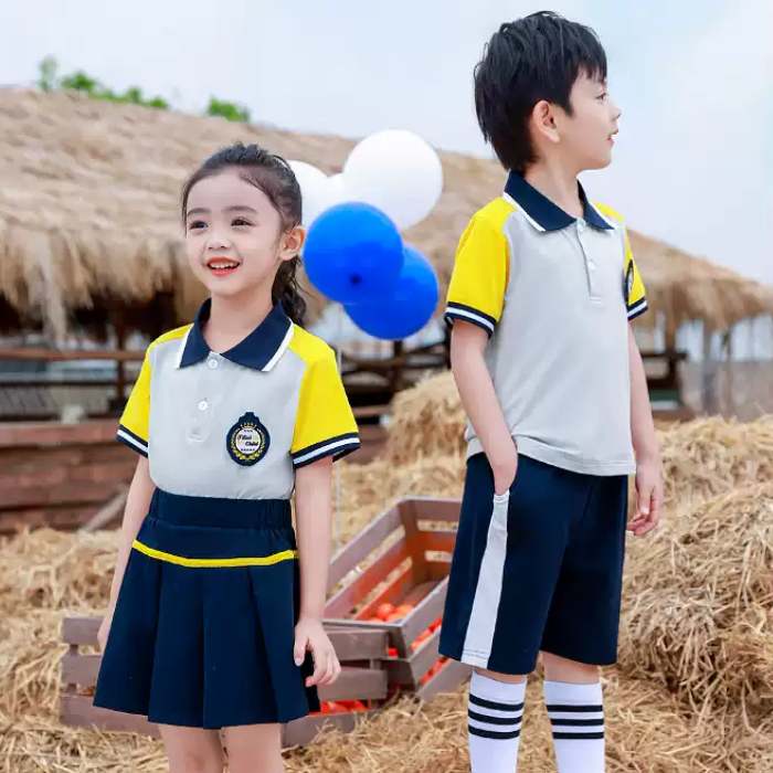 Áo polo đồng phục học sinh tiểu học màu ghi - ảnh 2