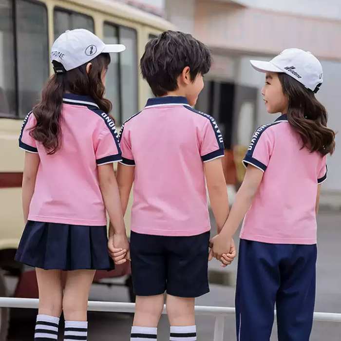 Áo polo đồng phục học sinh tiểu học màu hồng pastel - ảnh 3