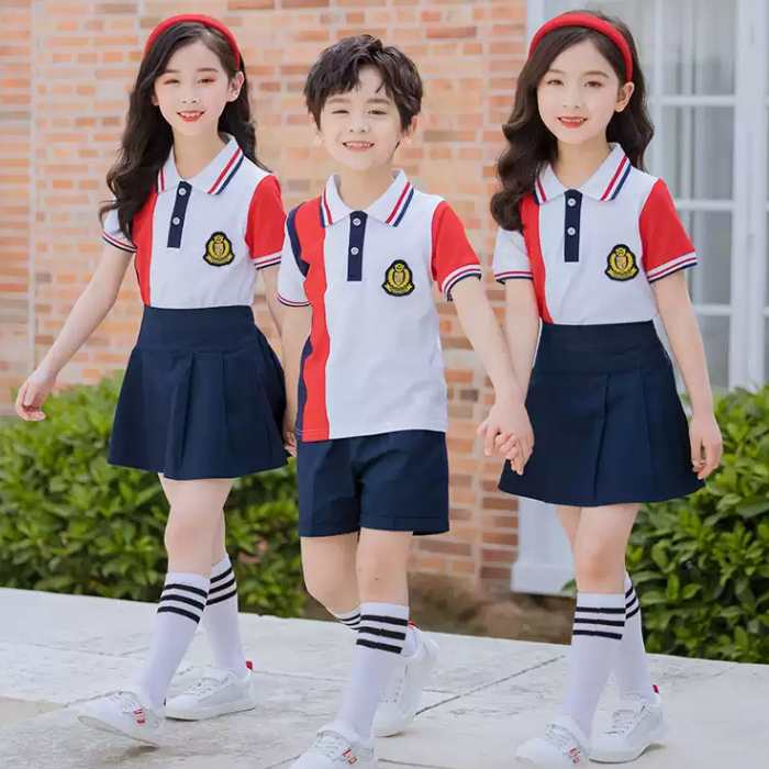 Mẫu áo polo đồng phục học sinh màu trắng phối đỏ