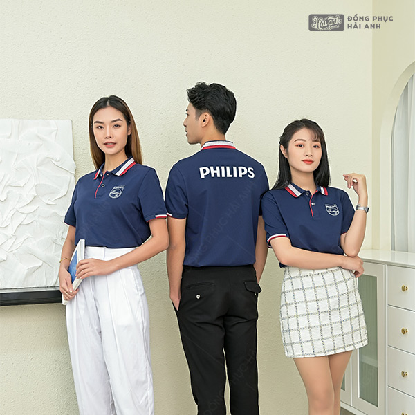 Mẫu Áo Polo Đồng Phục Công Ty Màu Xanh Đen Philips - ảnh 2
