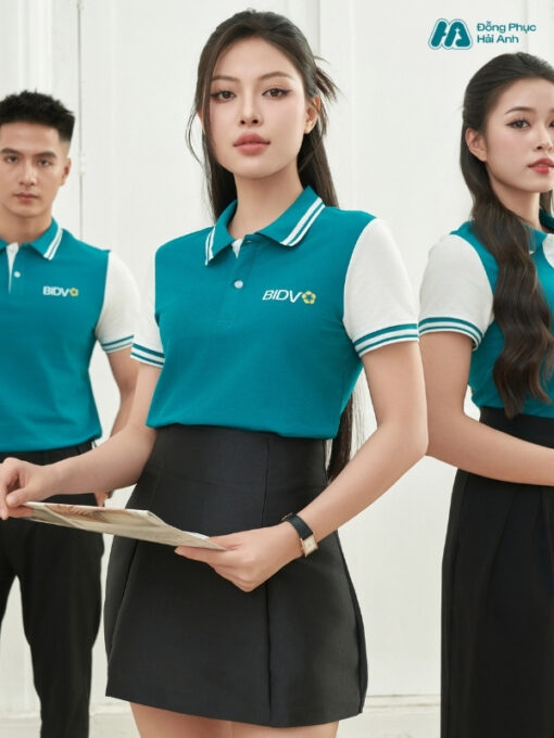 Mẫu Áo Polo Đồng Phục BIDV Màu Xanh Lý - ảnh 2