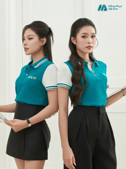 Mẫu Áo Polo Đồng Phục BIDV Màu Xanh Lý